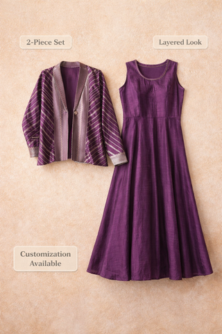 Zeenat Violet Embroidered Jacket Dress