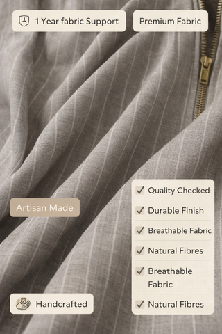 Grey Lawn Striped Midi Dress | Zip Front | For Women