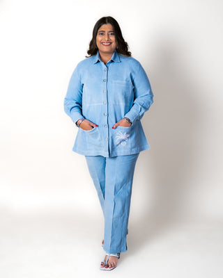 Powder blue Cotton Denim Co-Ord Set (Set of 2)