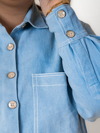 Powder blue Cotton Denim Co-Ord Set (Set of 2)