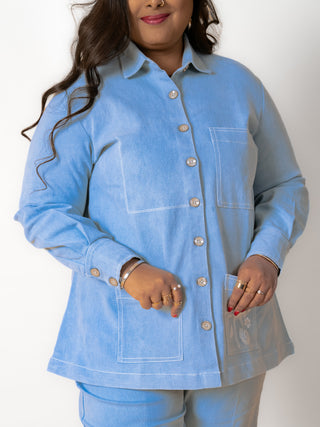 Powder blue Cotton Denim Co-Ord Set (Set of 2)