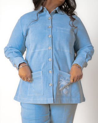 Powder blue Cotton Denim Co-Ord Set (Set of 2)