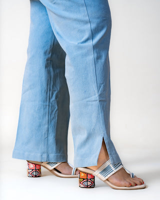 Powder blue Cotton Denim Co-Ord Set (Set of 2)