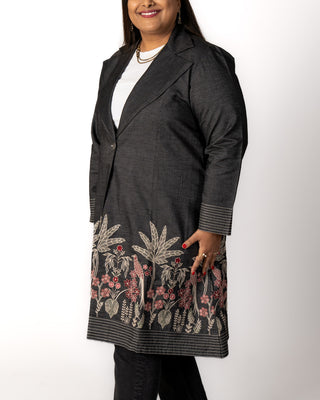 Grey Embroidery Denim Jacket