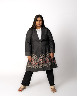 Grey Embroidery Denim Jacket