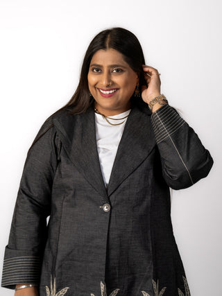 Grey Embroidery Denim Jacket