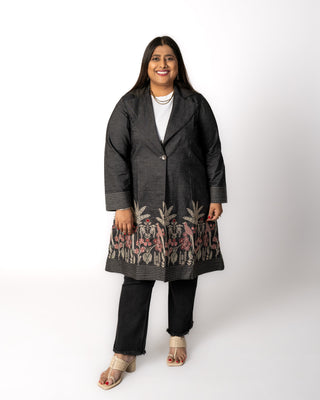 Grey Embroidery Denim Jacket