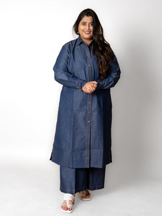 Classic Navy Blue Denim Kurta Set