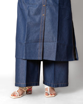 Classic Navy Blue Denim Kurta Set