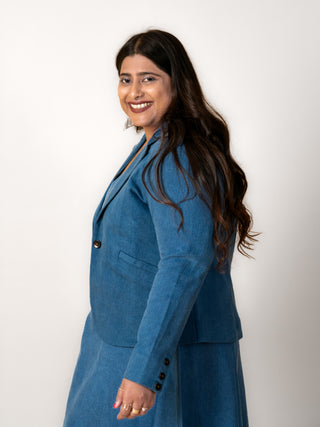 Denim Blue Waistcoat with Jacket and Skirt (Set of 3)