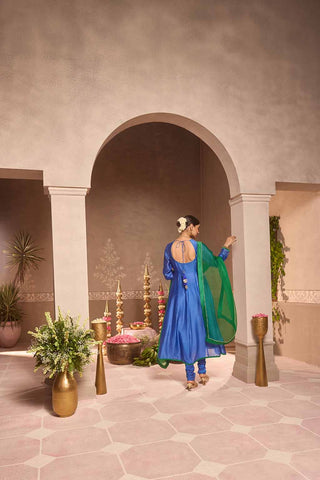 Blue Anarkali 3-Piece Set