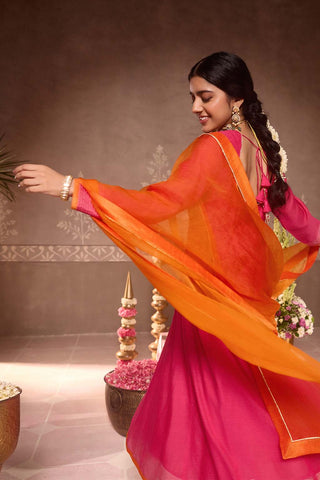 Pink Anarkali 3-Piece Set
