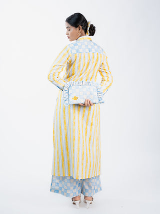 Yellow Stripes long kurta and Straight Pants