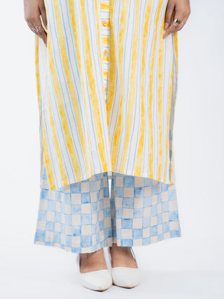 Yellow Stripes long kurta and Straight Pants