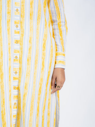 Yellow Stripes long kurta and Straight Pants