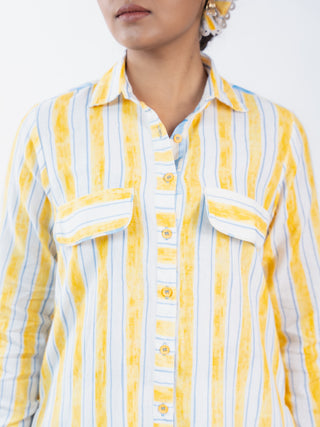 Yellow Stripes long kurta and Straight Pants