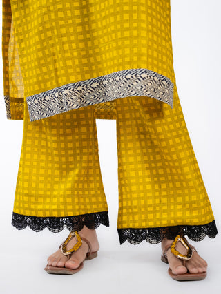 Mustard Yellow Cotton Printed Co-ord Set | Geometric Print | For Women