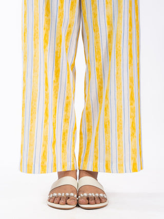 Yellow & White Stripes Linen Straight Pants
