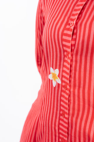 Red Stripes Straight Kurta Set with Straight Pants