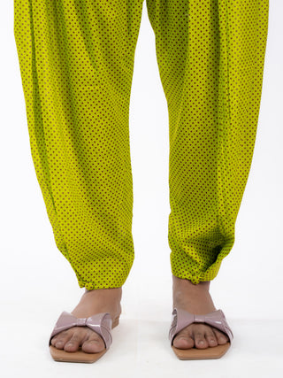 Green Purple Cotton Printed Short Kurta Set | Bandhani Style | For Women
