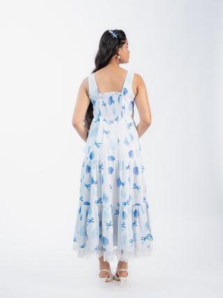 Blue Shell Printed Jute Dress