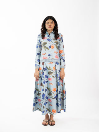 PRINTED SKIRT & SHIRT CO ORD SET